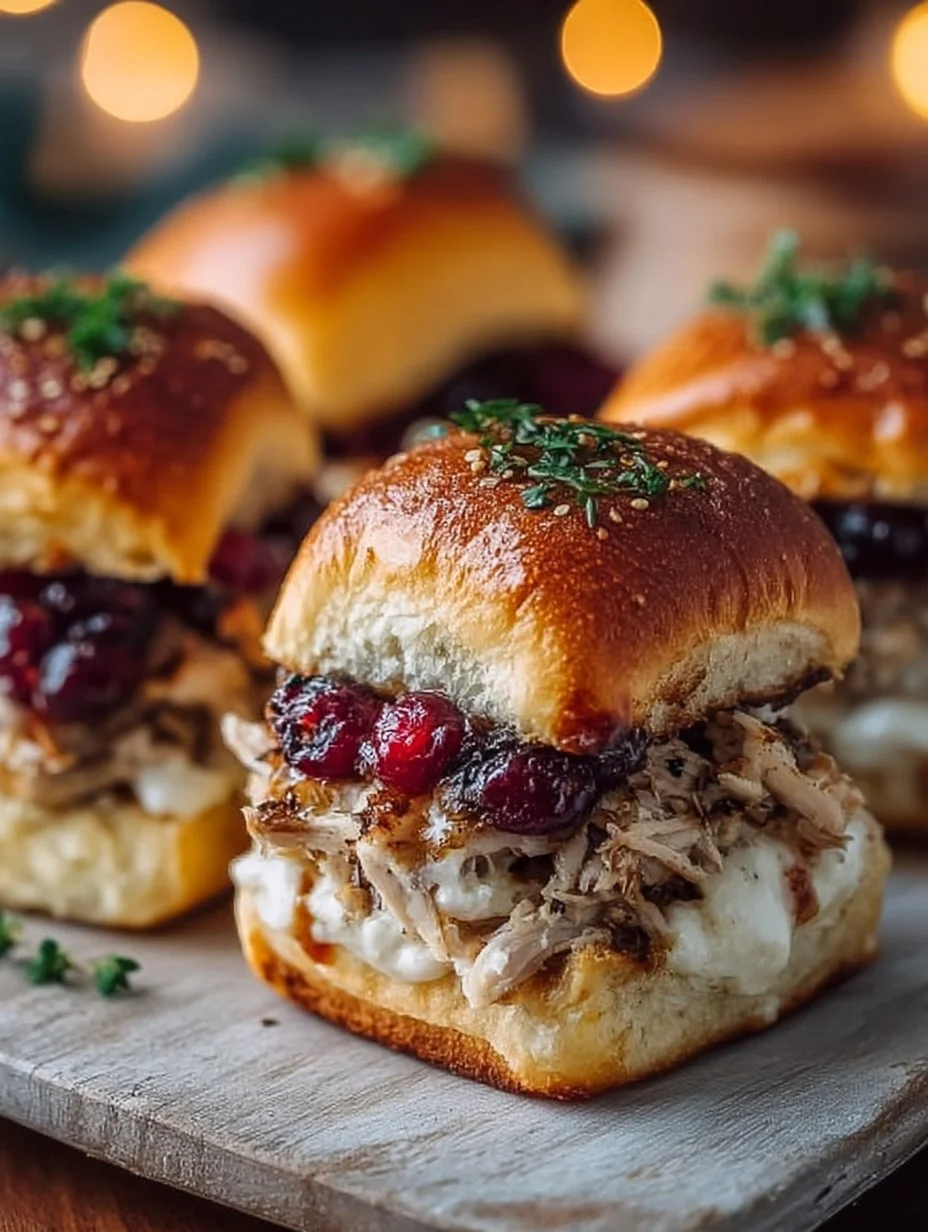 Thanksgiving Leftover Turkey Cranberry Sliders