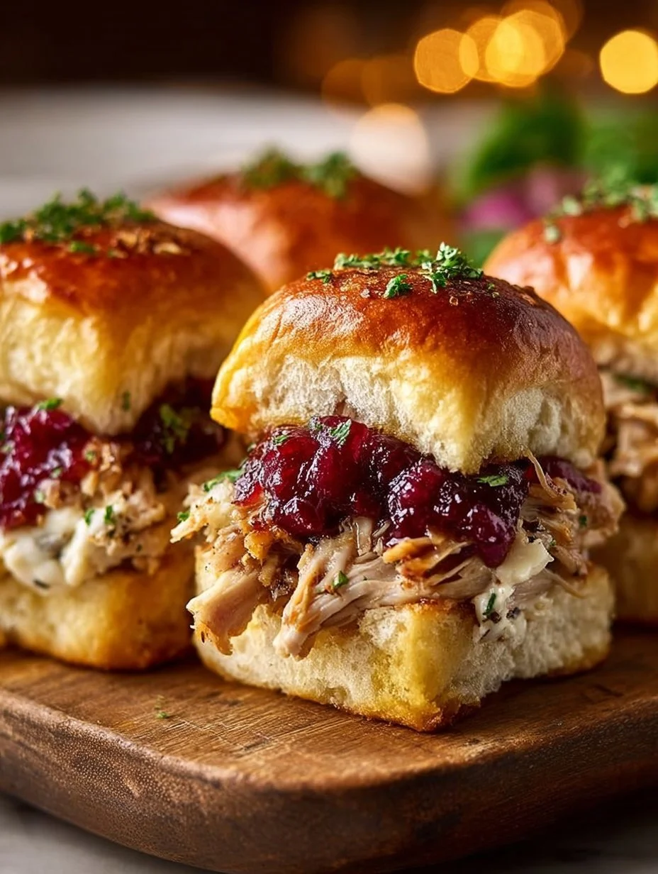 Thanksgiving Leftover Turkey Cranberry Sliders