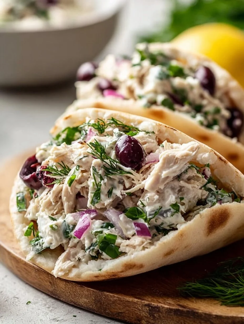 Delicious Tzatziki Chicken Salad with chicken, yogurt, and fresh vegetables