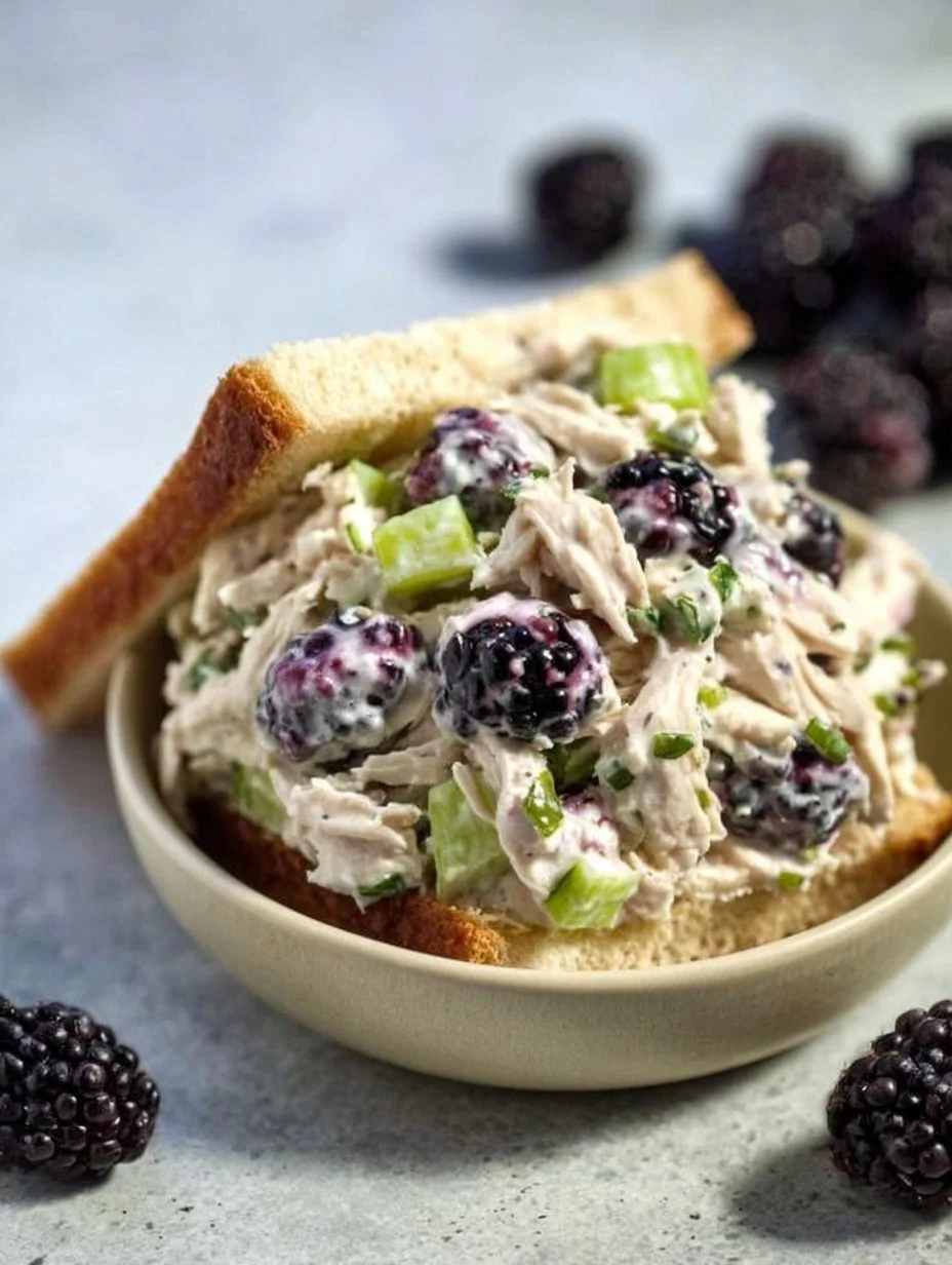 Low carb blackberry cottage cheese chicken salad with fresh ingredients