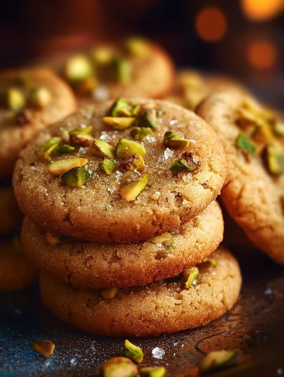 Salted honey pistachio cookies with a sweet and salty flavor