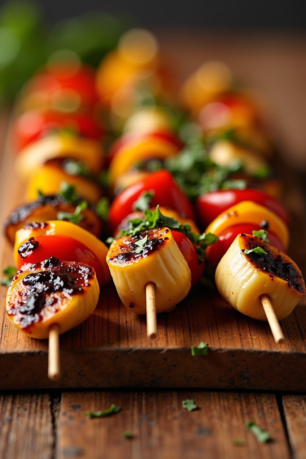 Balsamic Grilled Vegetable Skewers cross-section, detailed texture