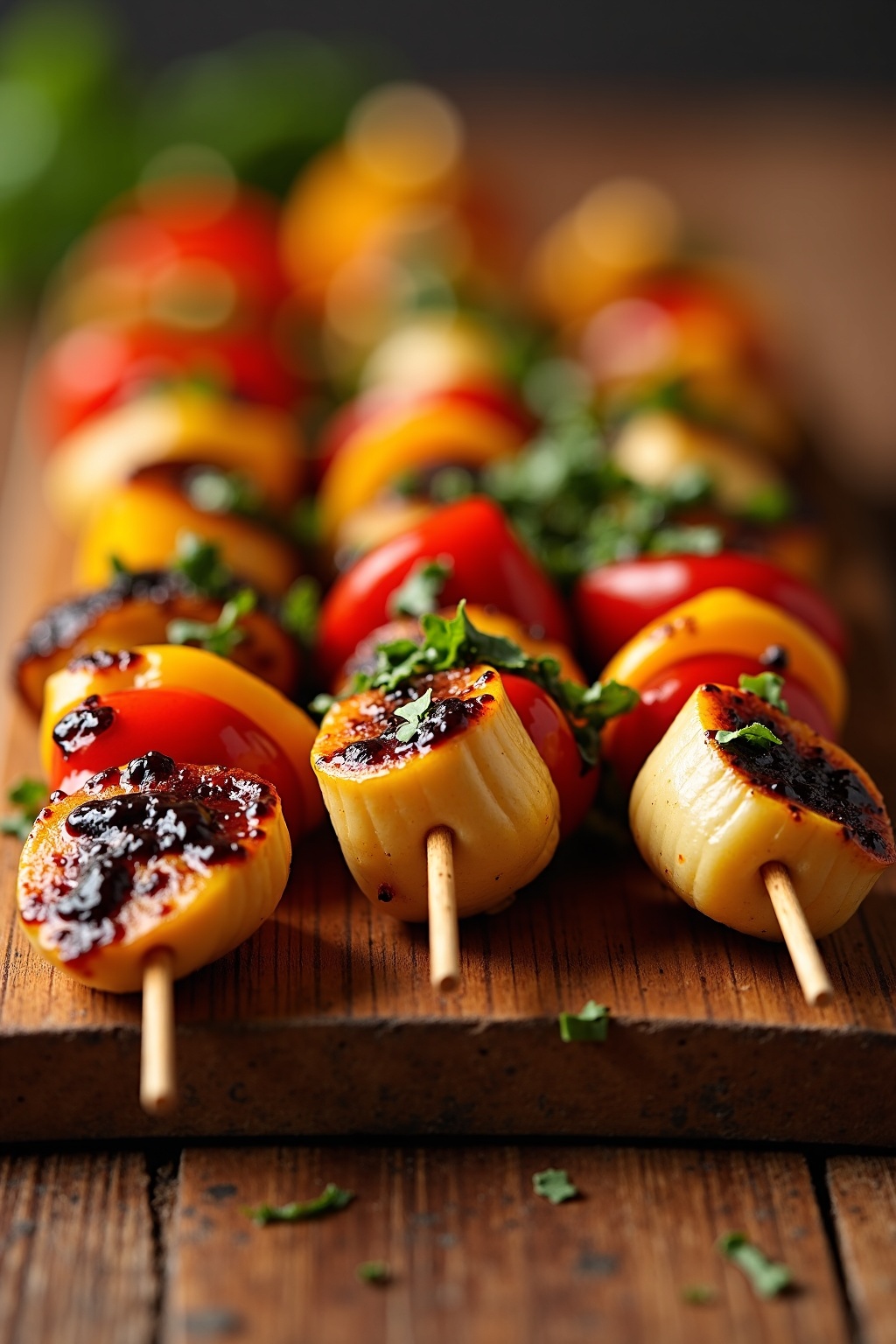 Balsamic Grilled Vegetable Skewers cross-section, detailed texture