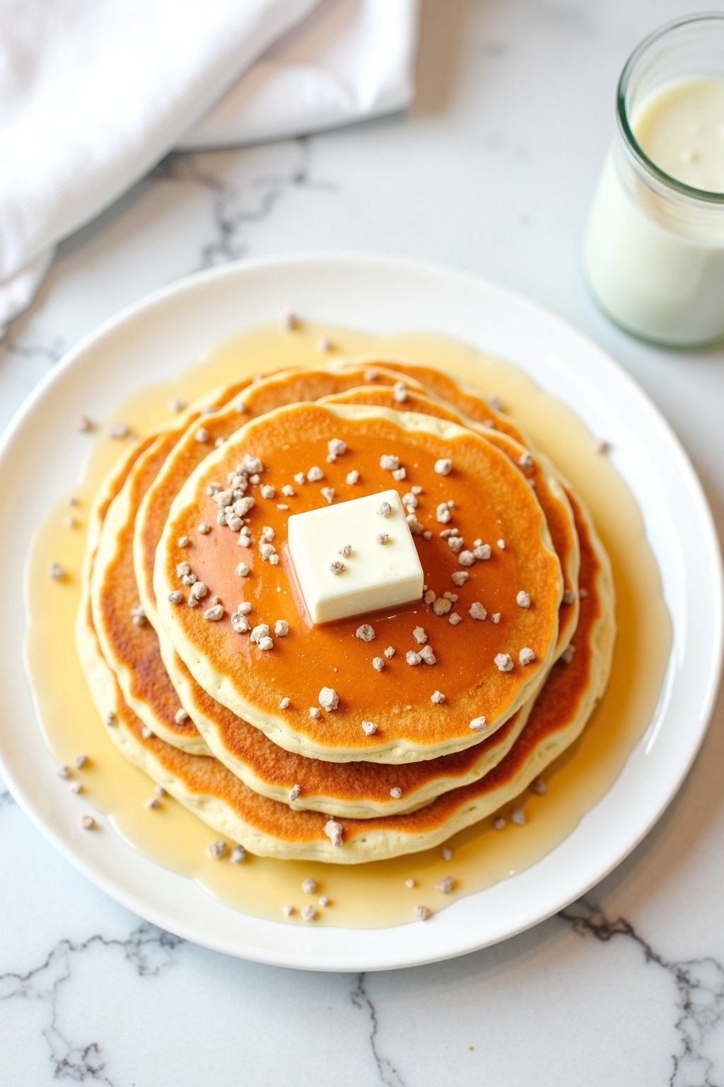Elegant Mother's Day Pancake Brunch Recipes on white marble, bright daylight
