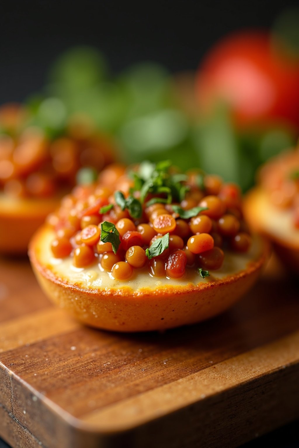 Hearty Lentil and Vegetable Soup cross-section, detailed texture