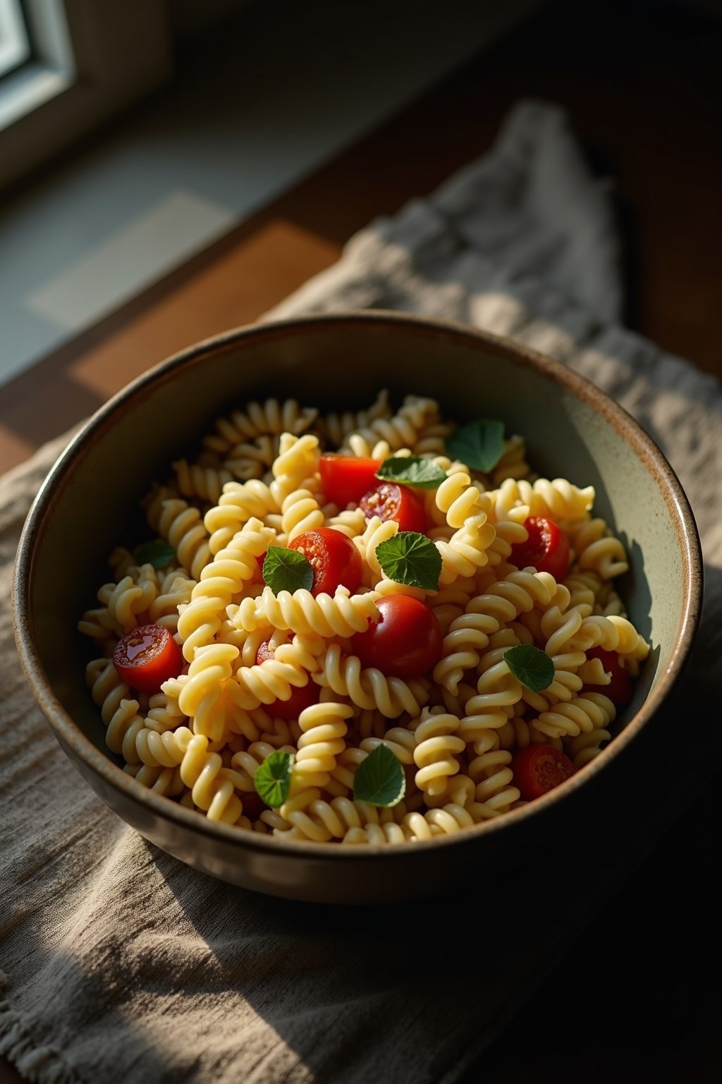 Easy Pasta salad — overhead shot