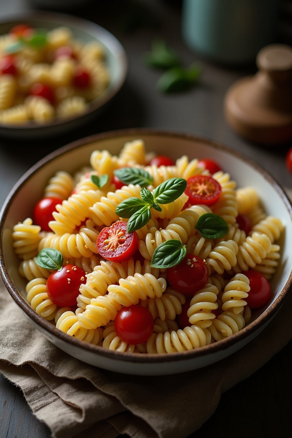 Easy Pasta salad — overhead shot