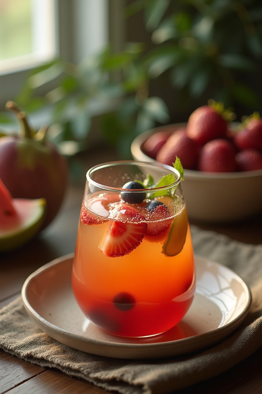 Easy Fruit infused water — overhead shot