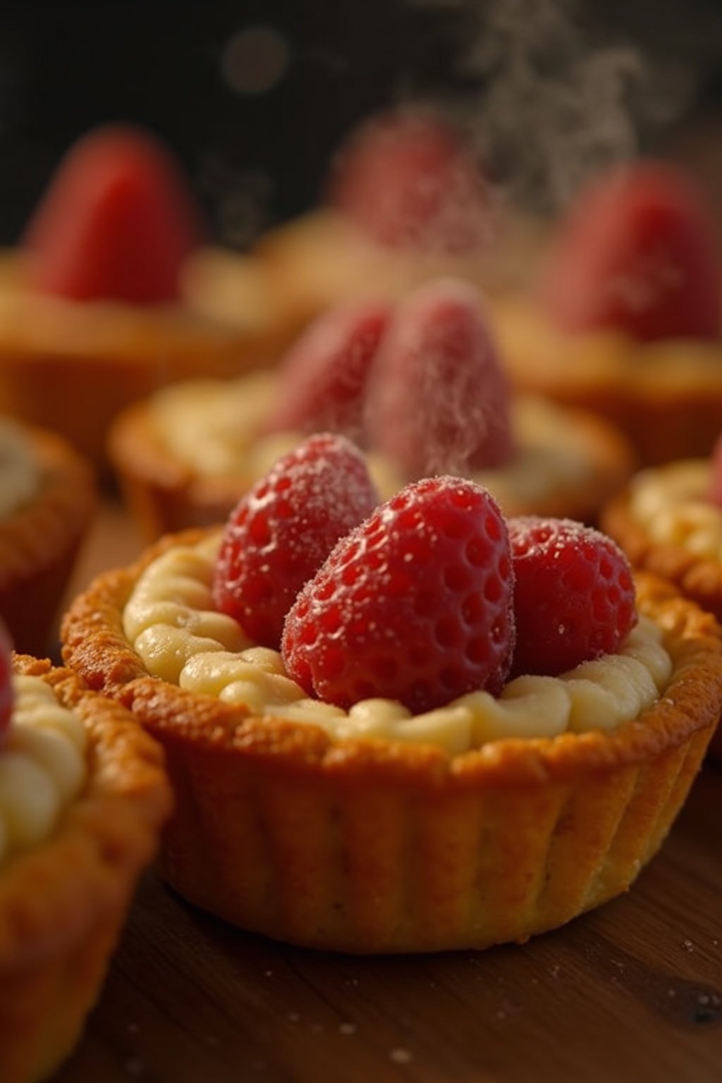 Healthy Fruit tarts close-up texture