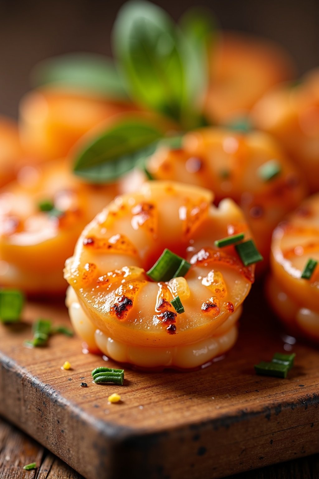 Lemon herb grilled shrimp skewers cross-section showing texture