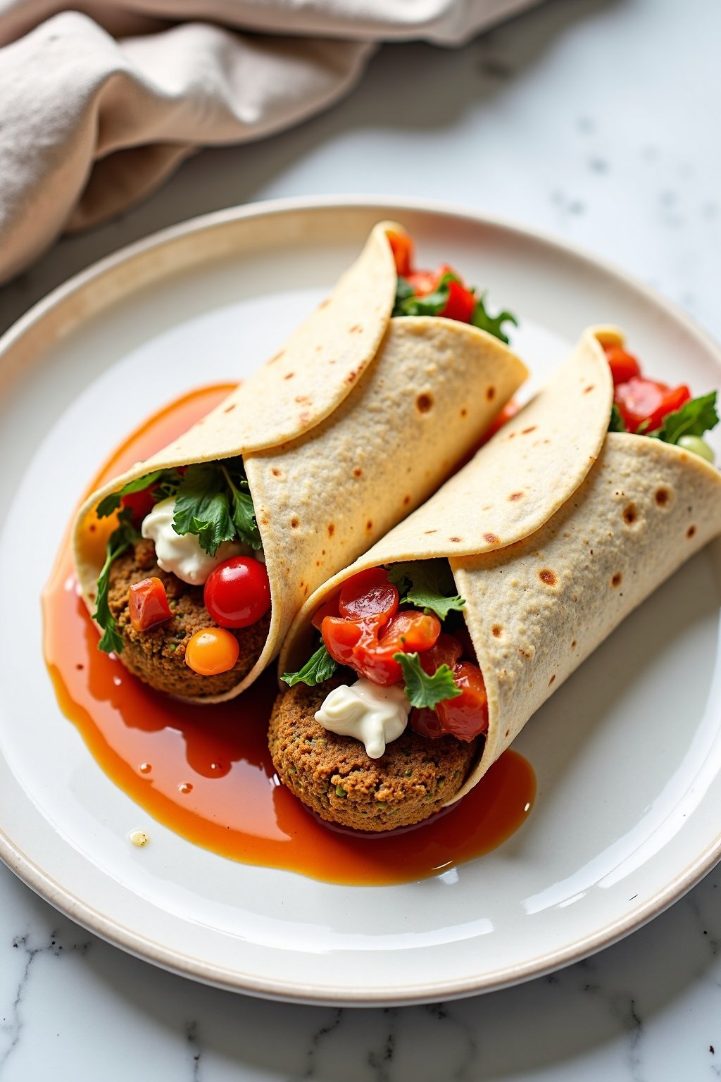 Mediterranean Falafel Wrap with Tahini Sauce, vibrant and delicious