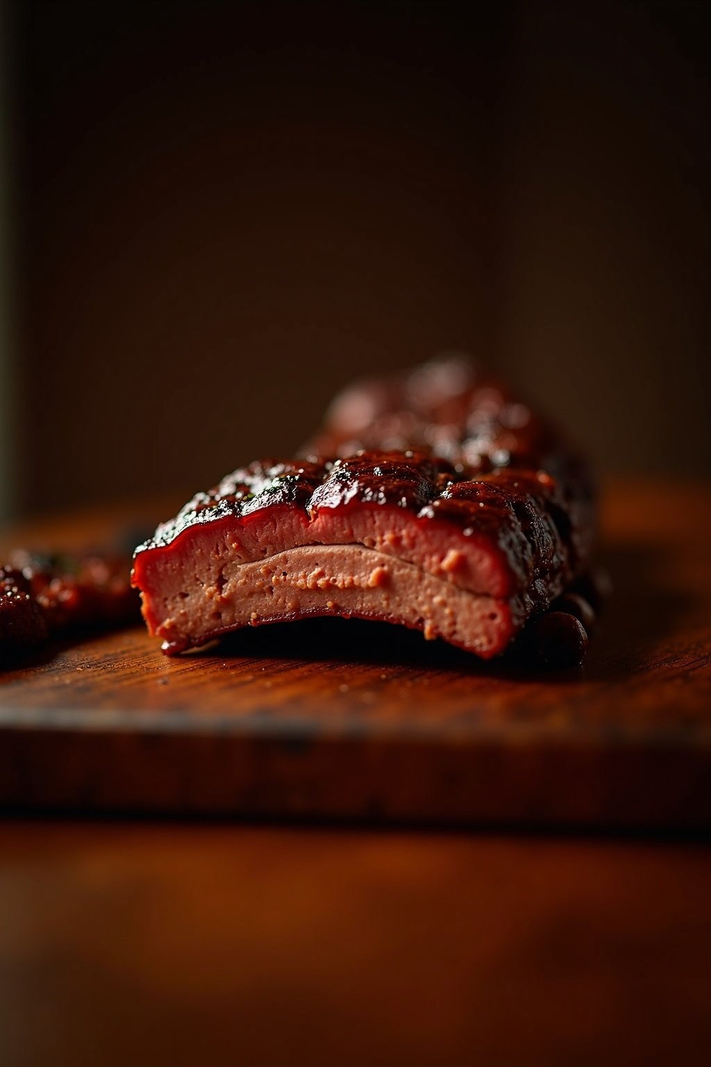 Smoky Chipotle BBQ Ribs cross-section showing interior texture
