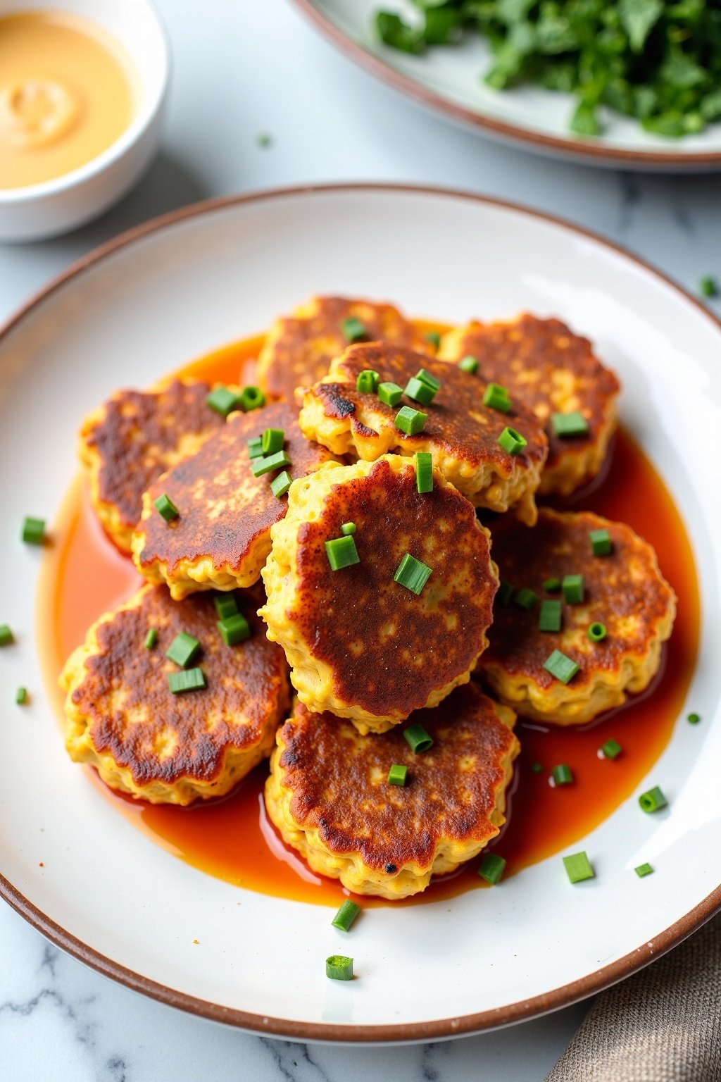 spicy black bean corn fritters on ceramic dish, vibrant textures