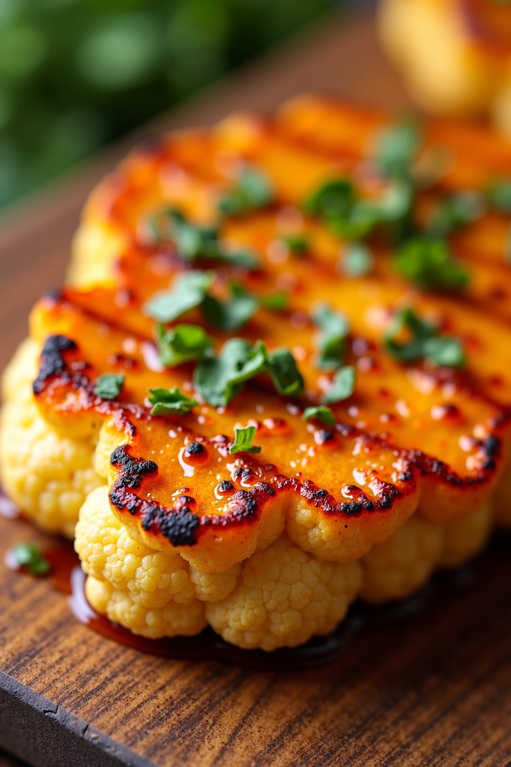 Spicy Grilled Cauliflower Steaks cross-section showing texture