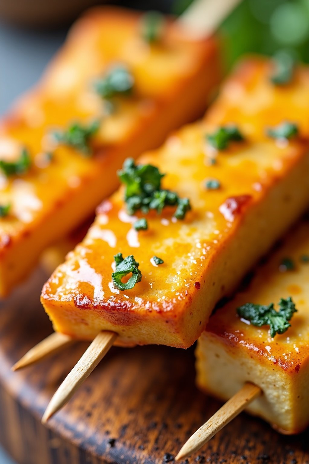 Zesty Lemon Herb Grilled Tofu Skewers cross-section, detailed texture