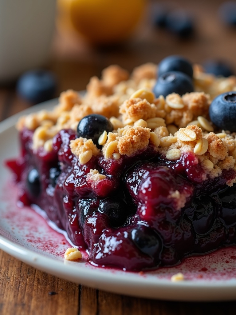 Blueberry desserts close-up bite