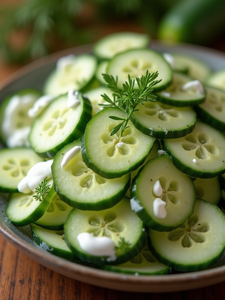 Easy Cucumber salad close-up bite