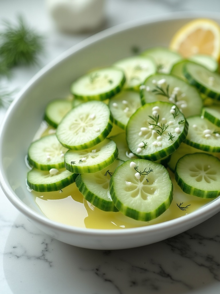 Easy Cucumber salad — overhead shot