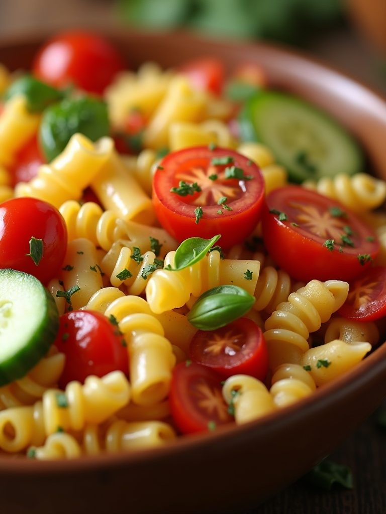 Easy Pasta salad recipes close-up bite