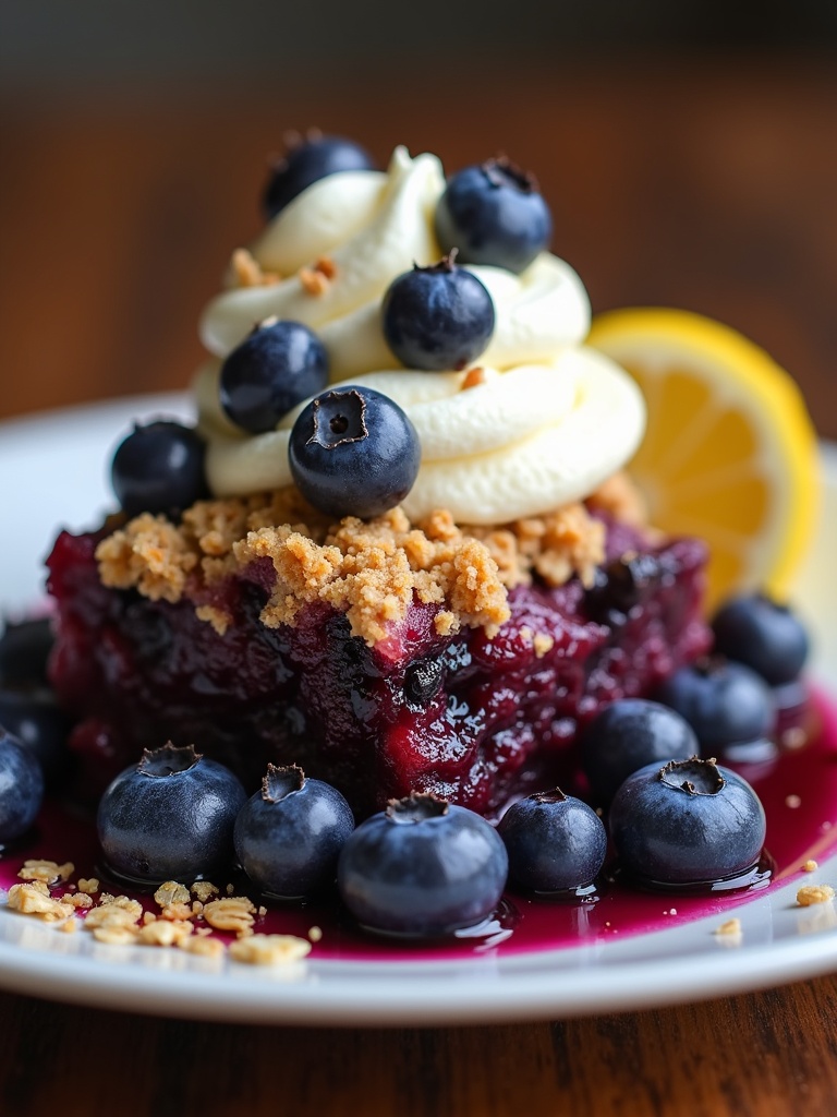 Healthy Blueberry desserts close-up bite