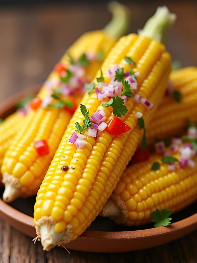 Healthy Corn salad close-up bite