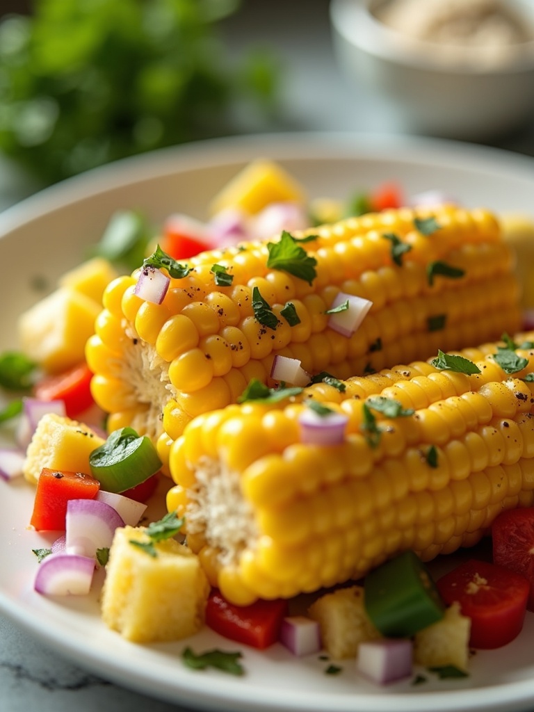Healthy Corn salad — overhead shot