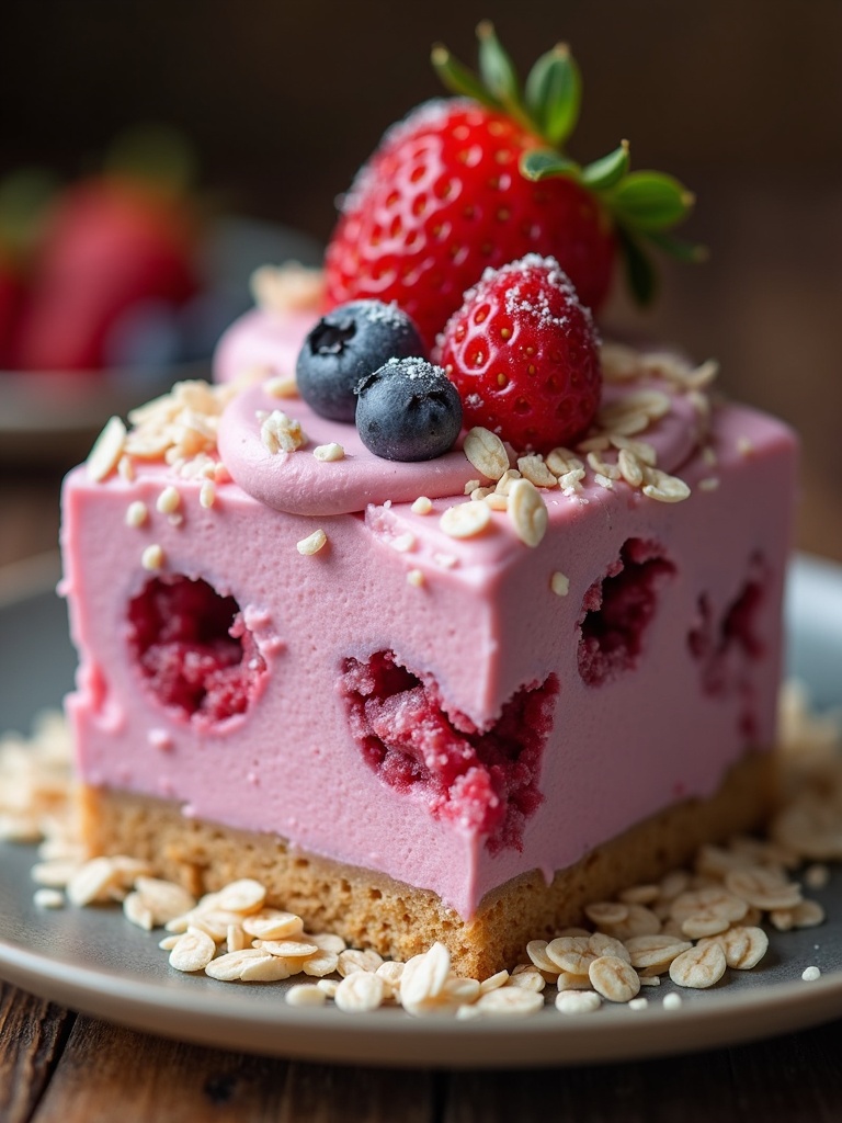 Healthy Ice cream cake close-up bite
