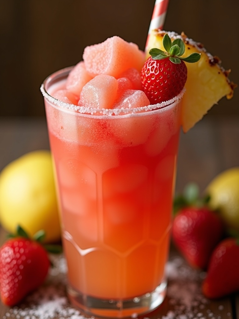 Homemade Frozen cocktails close-up bite
