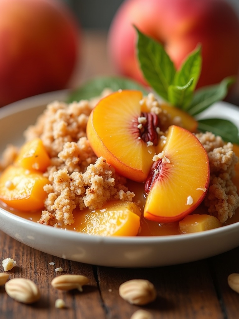 Homemade Peach recipes close-up bite