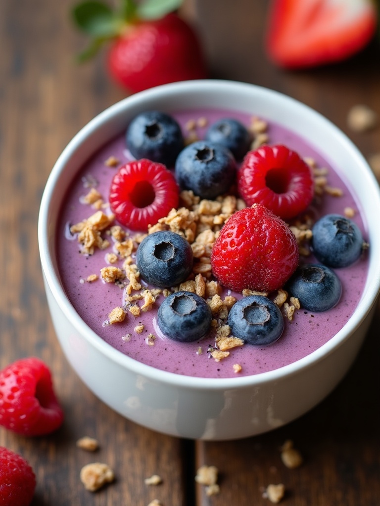 Low Carb Smoothie bowls close-up bite