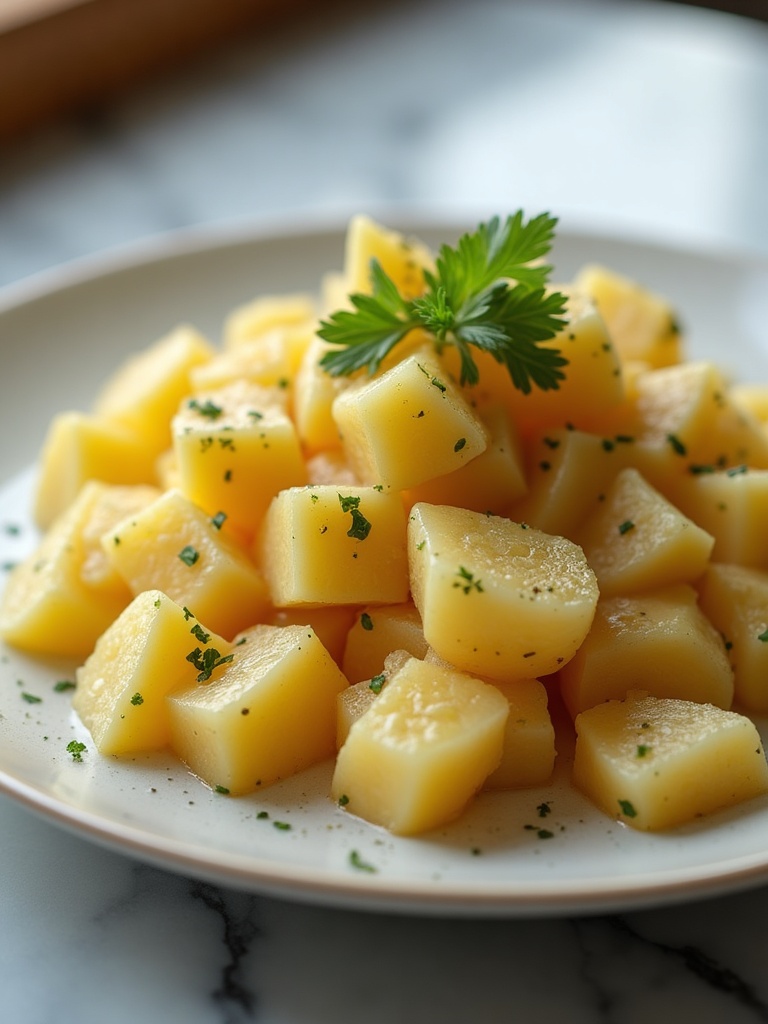 Vegan Potato salad — overhead shot