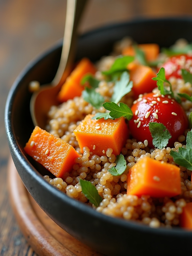 Healthy Easy weeknight dinners close-up bite