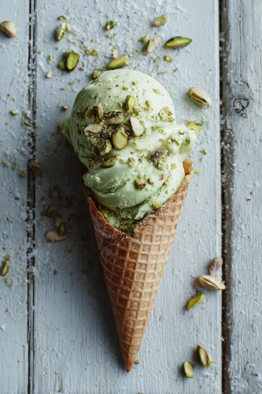 Pistachio Frozen Yogurt: Creamy Pistachio Delight with roasted vegetables and herbs in a baking dish