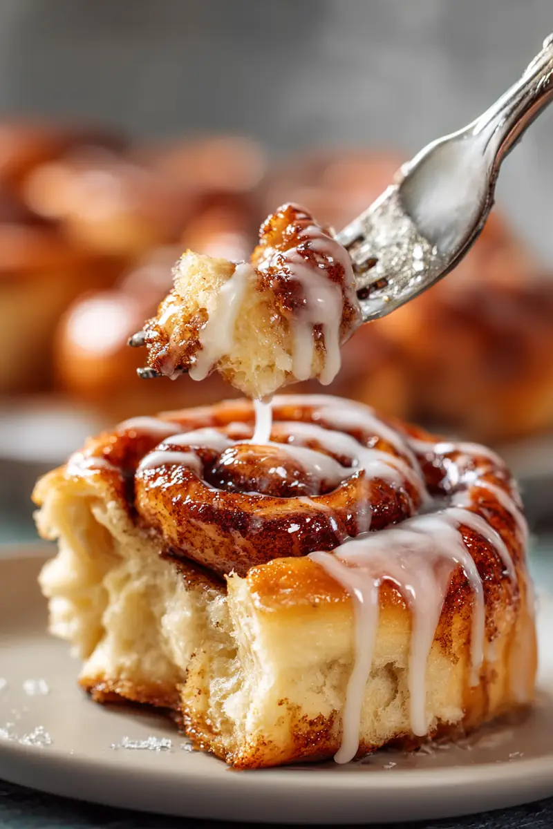 Fresh dough, cinnamon filling, and icing: Quick Cinnamon rolls preparation.