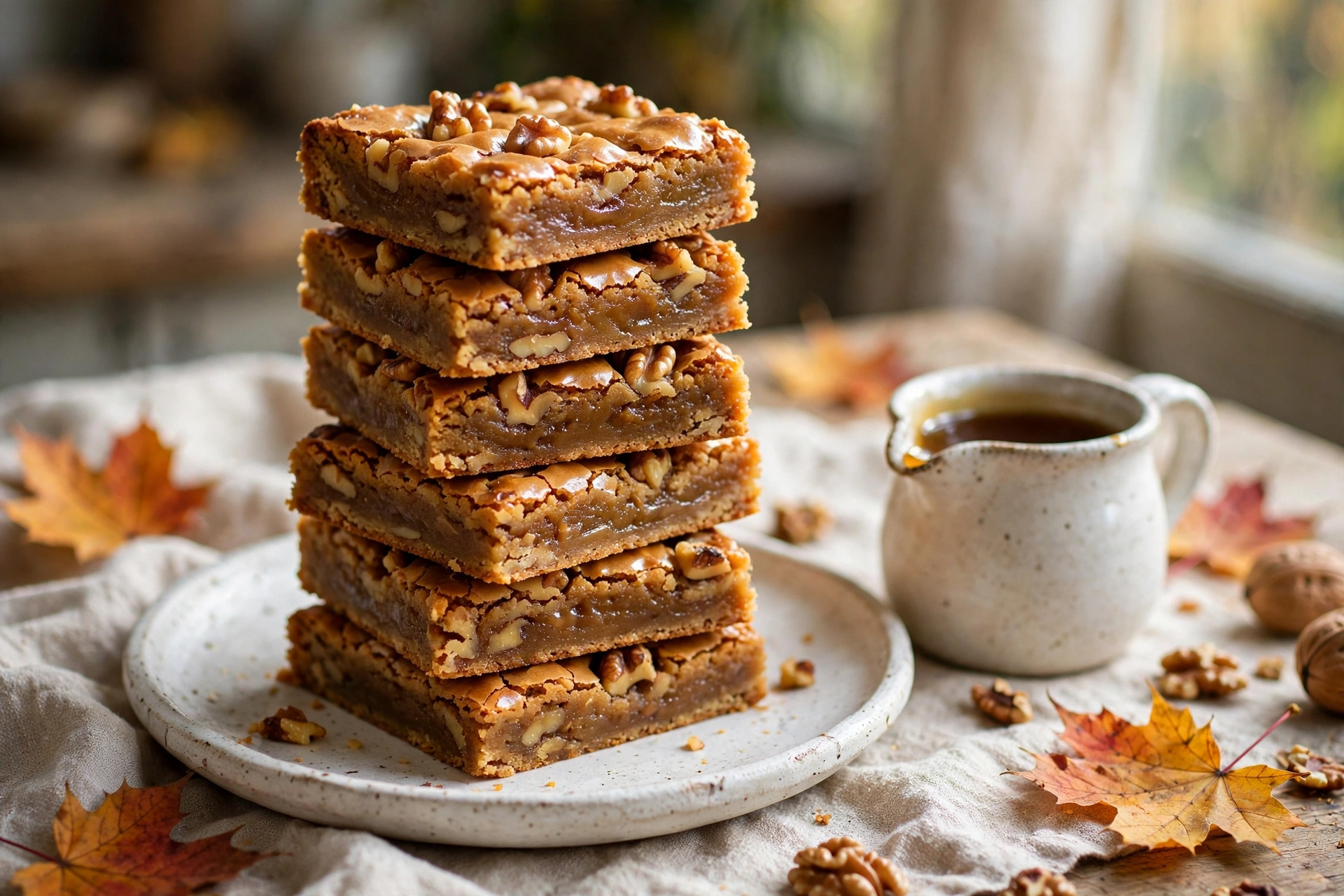 maple walnut blondies with crackled top