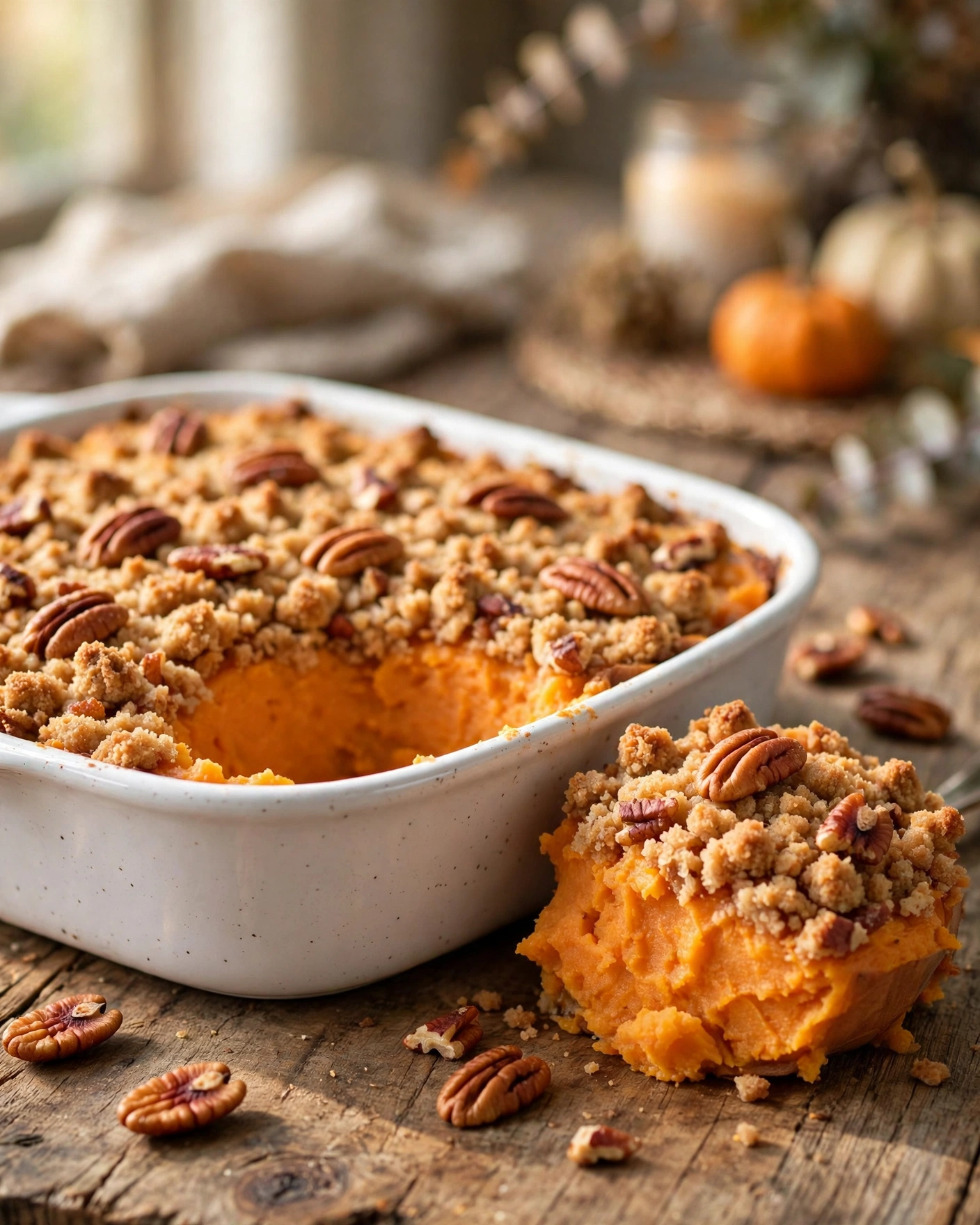 Sweet potato casserole with pecan streusel topping