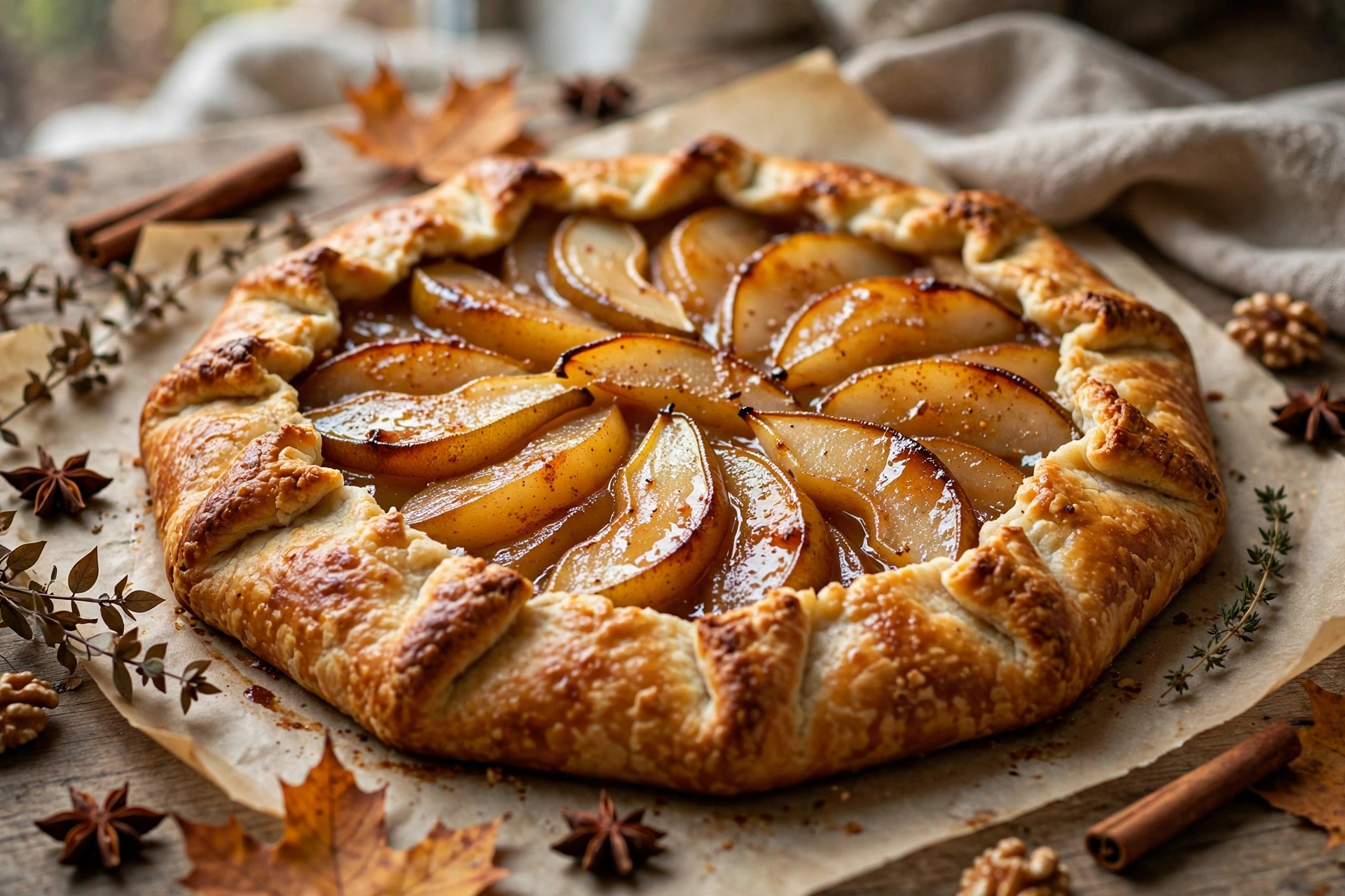 spiced pear galette with golden crust