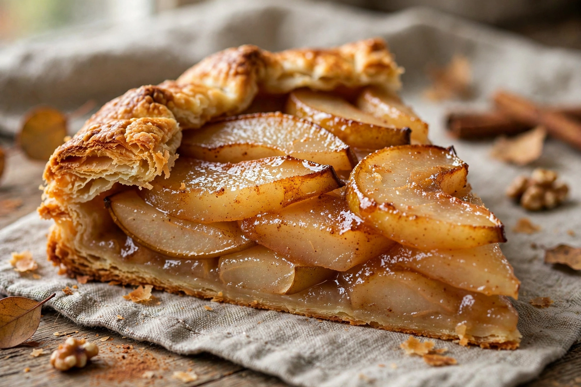 spiced pear galette slice close-up